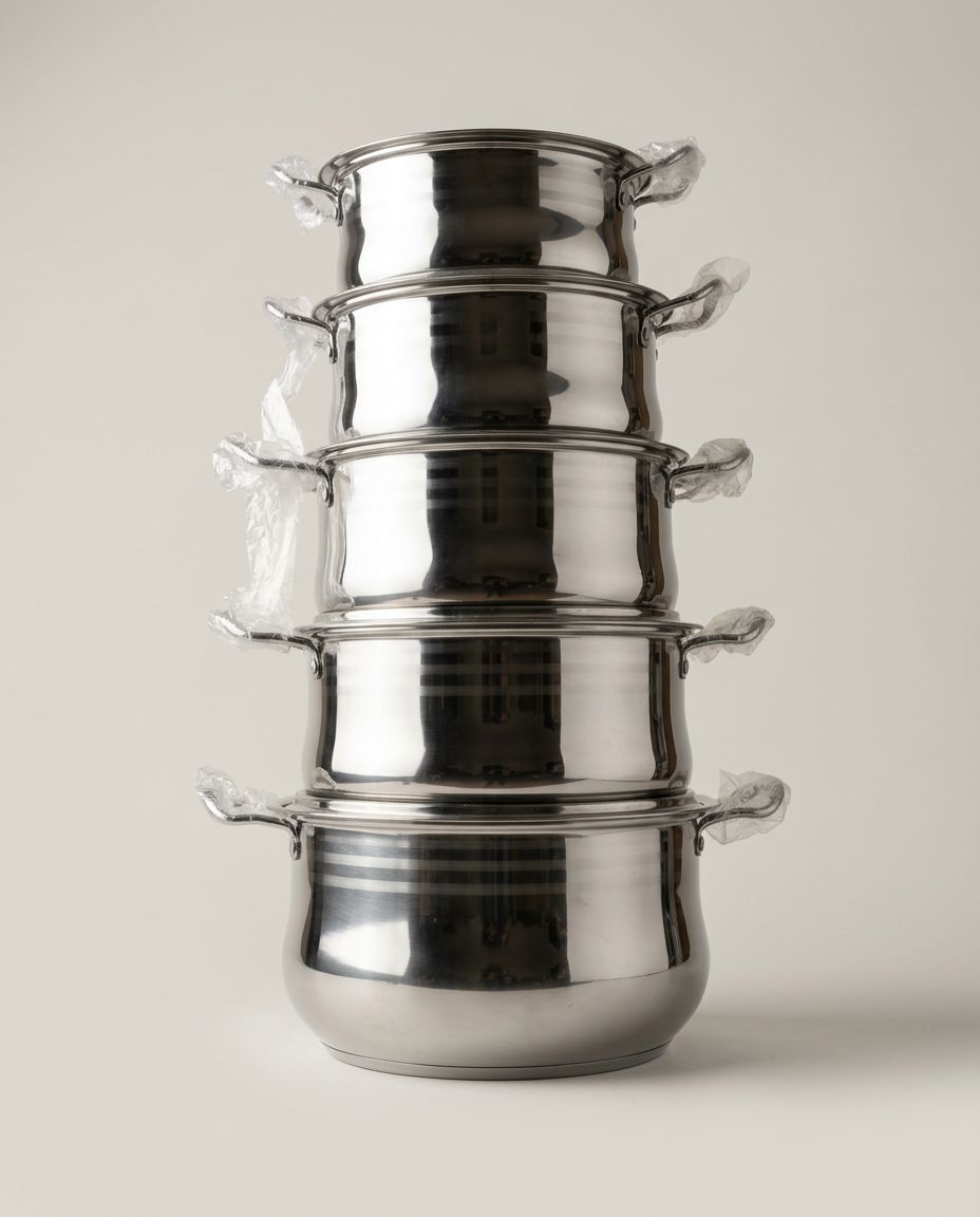 Batterie de casseroles en inox — 5 pièces