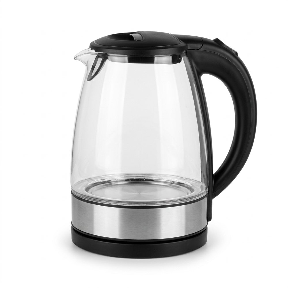 Bouilloire en verre, noir et inox