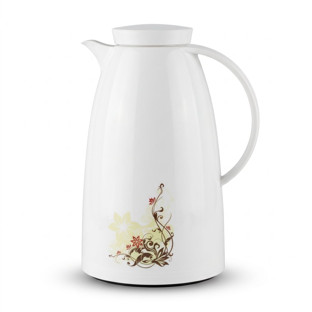 Carafe blanche à décor floral