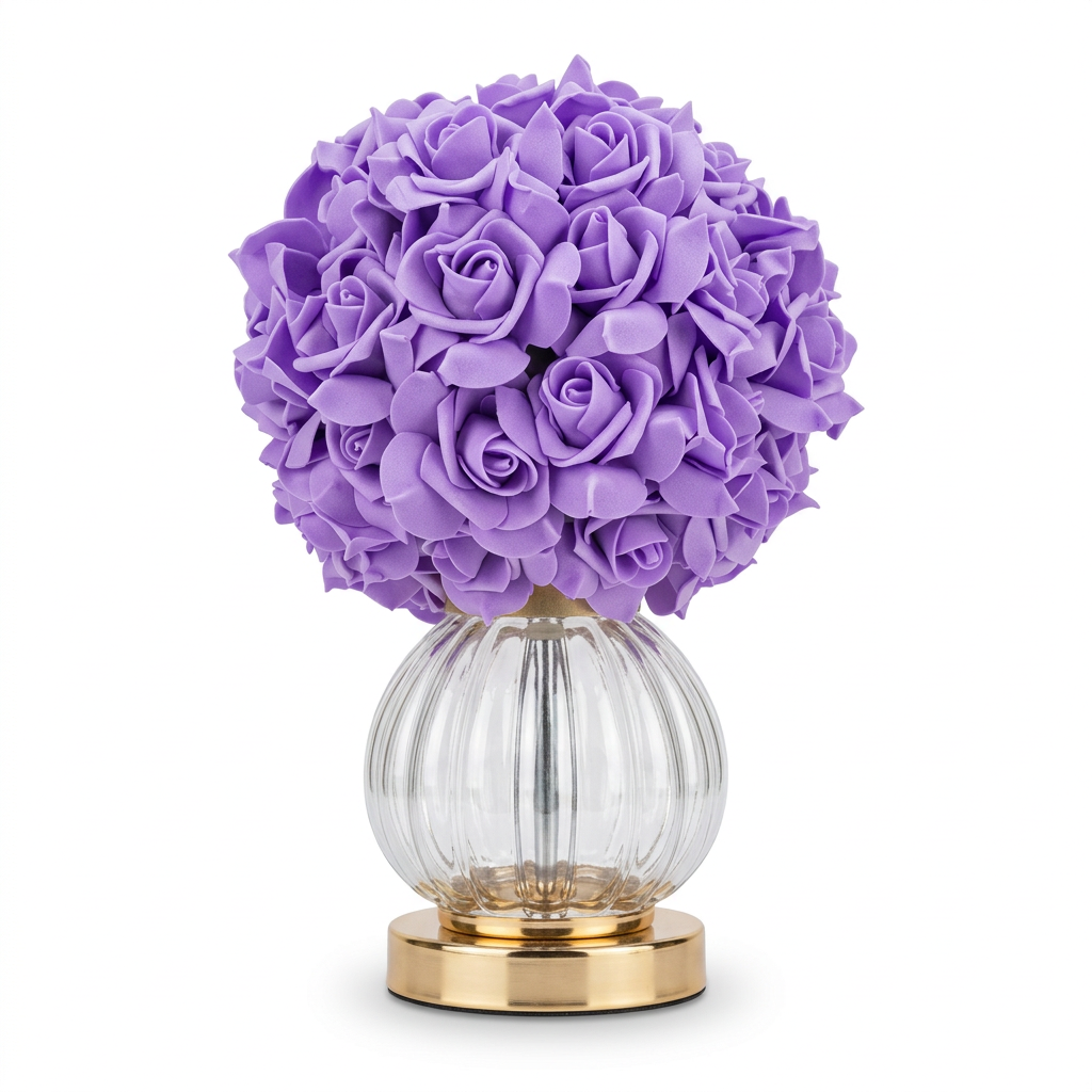 Lampe décorative boule de roses lilas