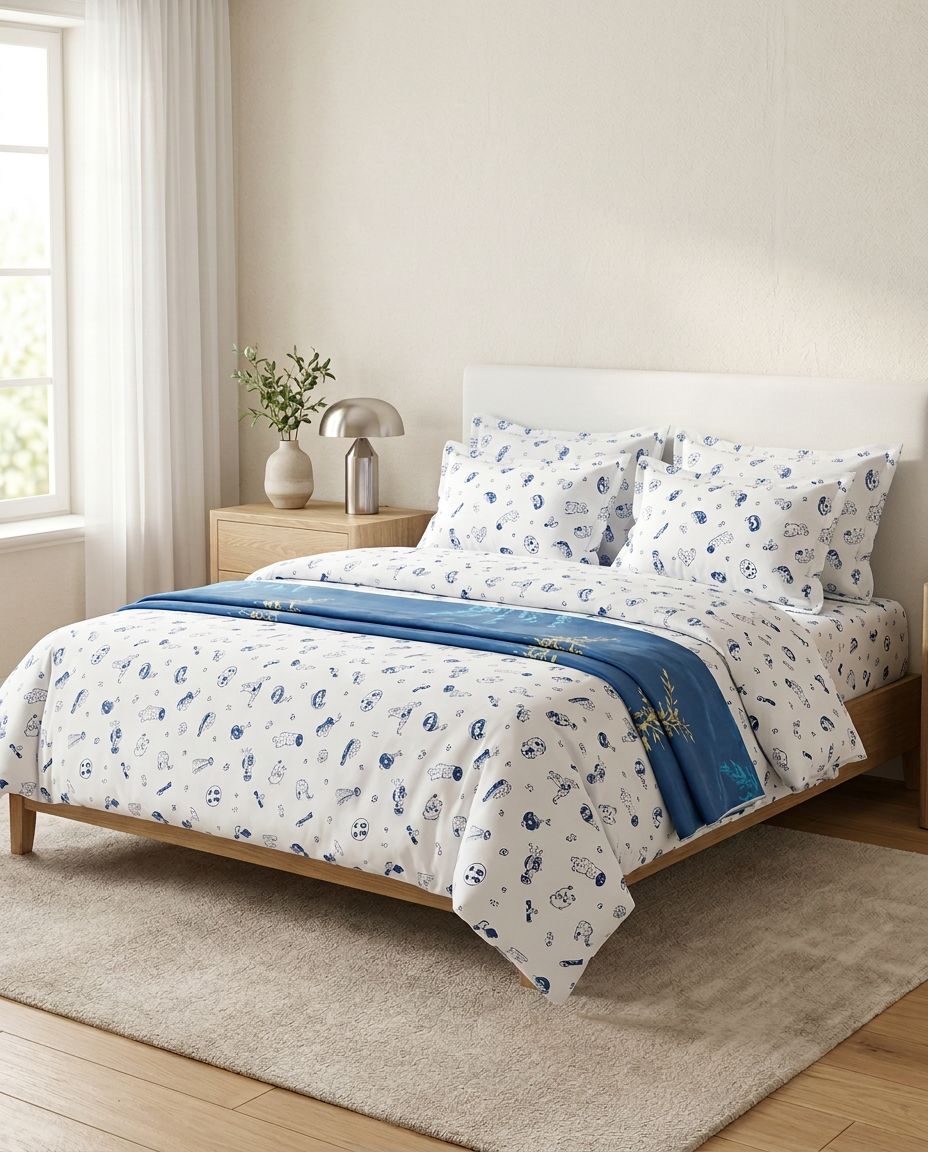 Parure de lit bleue avec housse de couette