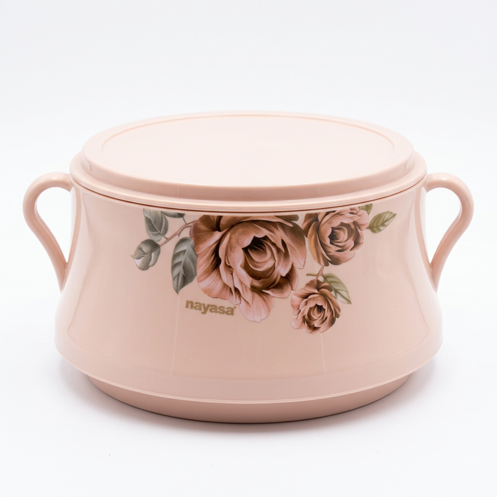 Pot de service rose pâle à décor de roses